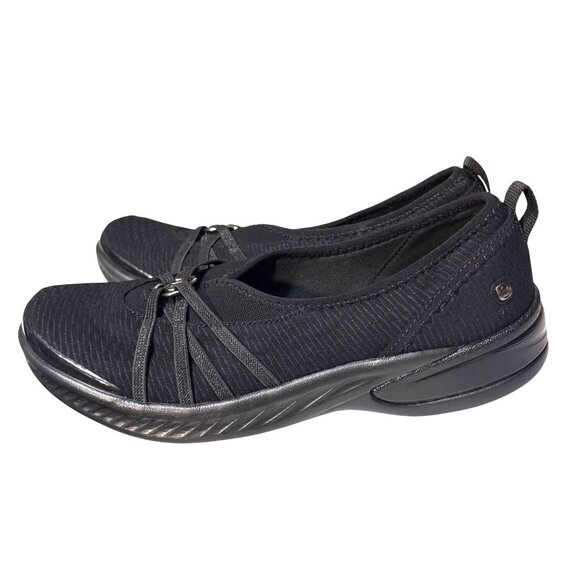 Black Bzees 9 Slip On Comfort Walking Shoes Mesh Fabric Strappy Design - Picture 1 of 6